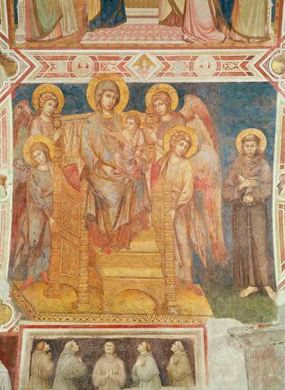 Jungfrau und Kind, Engel und Heiliger Franz von Assisi von Giovanni Cimabue